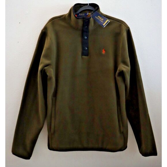 Polo Ralph Lauren Men's Sz XS Olive Green 1/4 Snap L/S Fleece Pullover - Picture 1 of 14